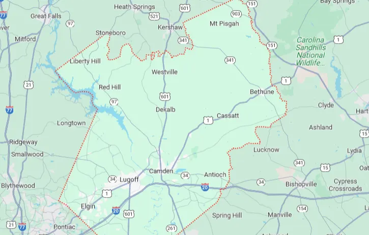 picture of google maps of kershaw County